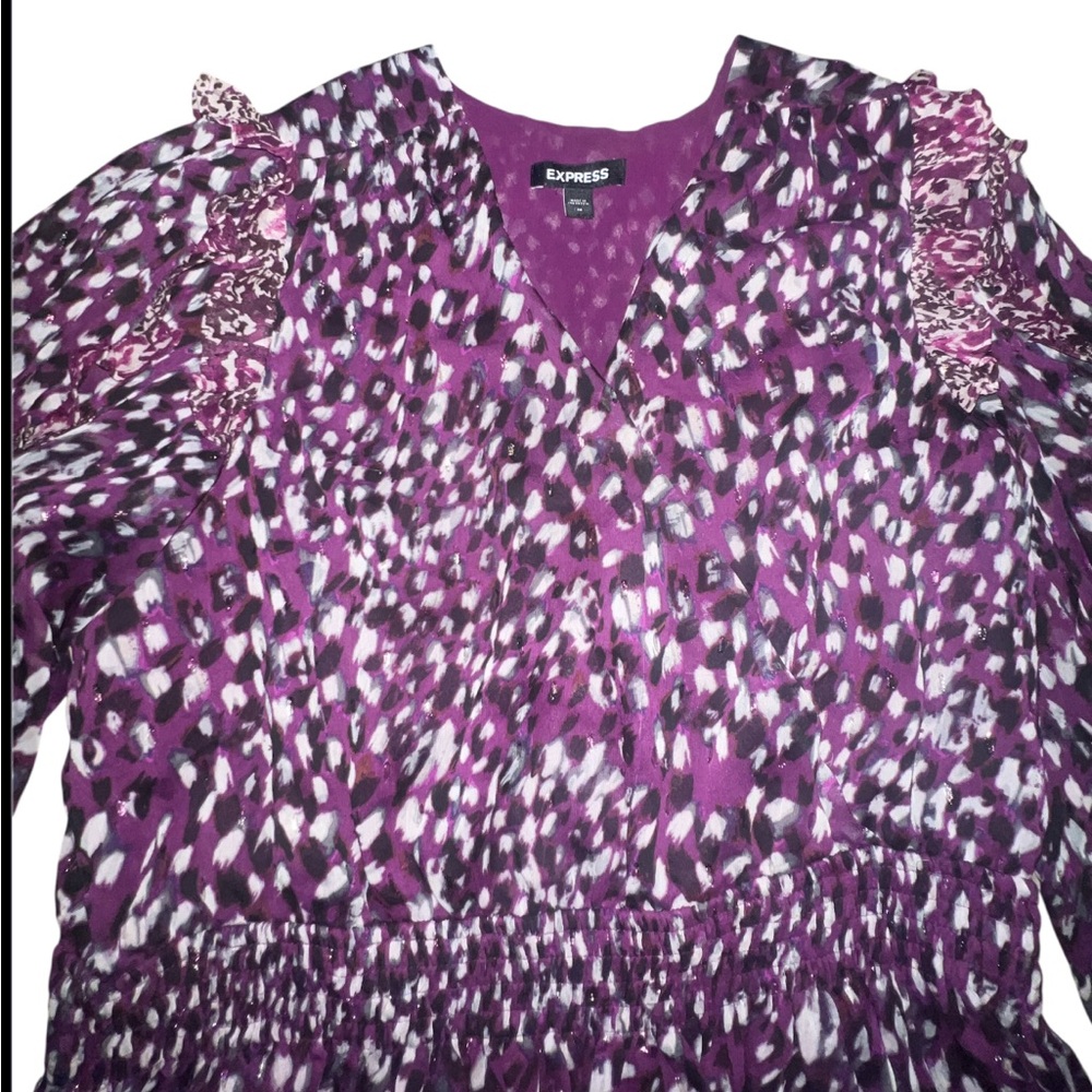 Express Purple Patterned Blouse - image 4